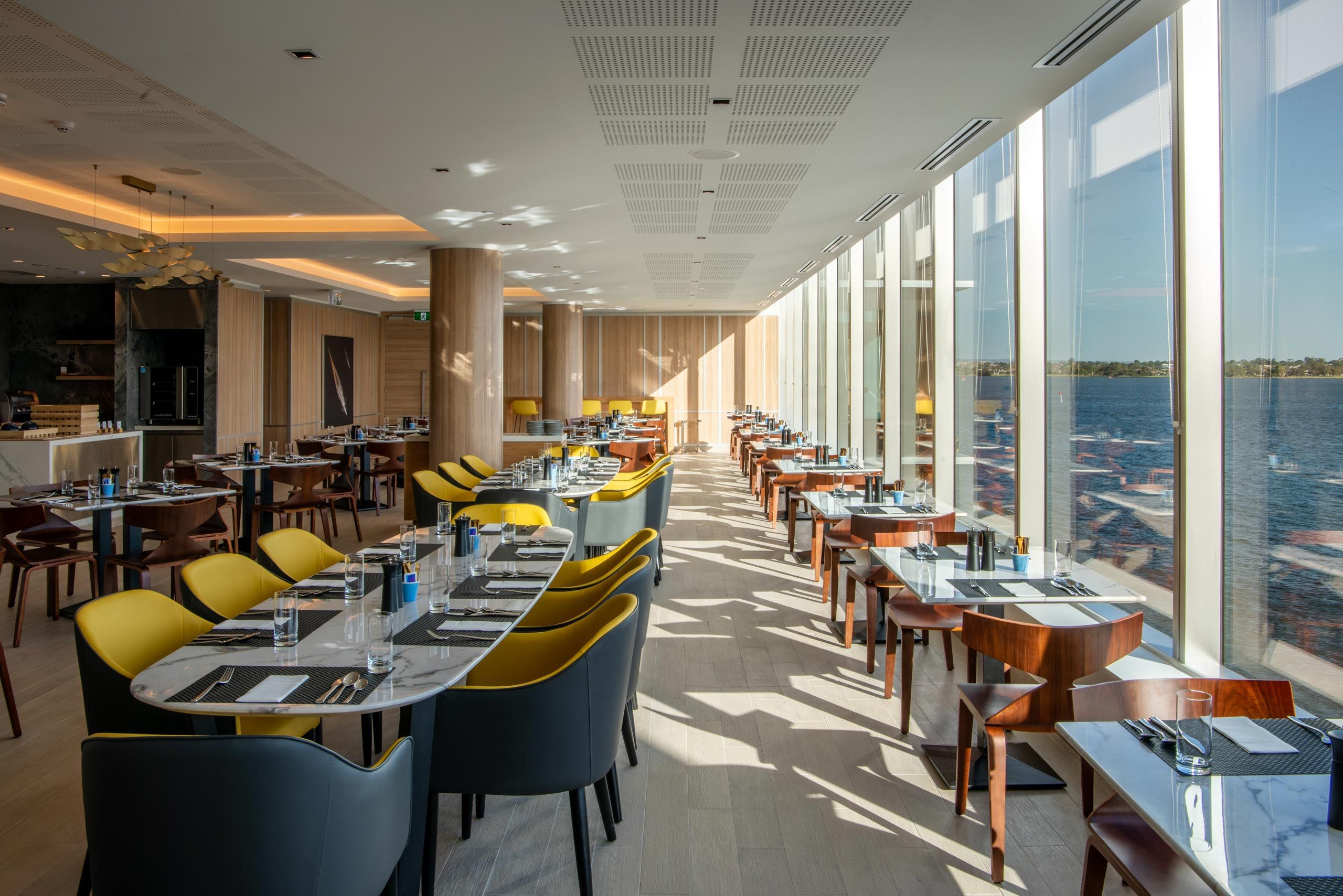 Reel Kitchen dining room overlooking the Perth waterfront